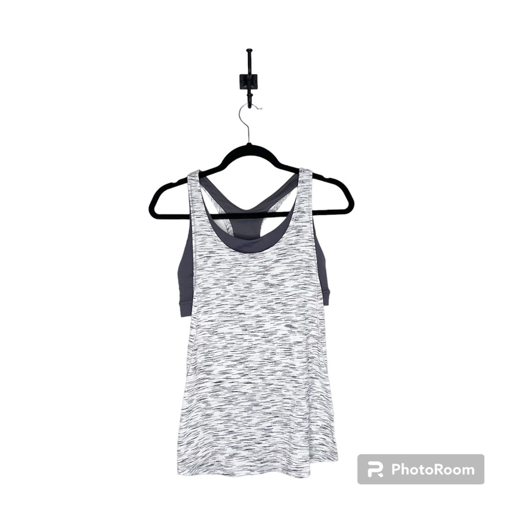 Lululemon On Track Tank Tiger Space Dye Black White/ Dark Carbon Size 8